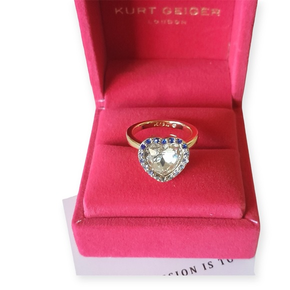 Kurt Geiger Jewelry - Kurt Geiger London Crystal Heart Ring with Blue Accent Stones